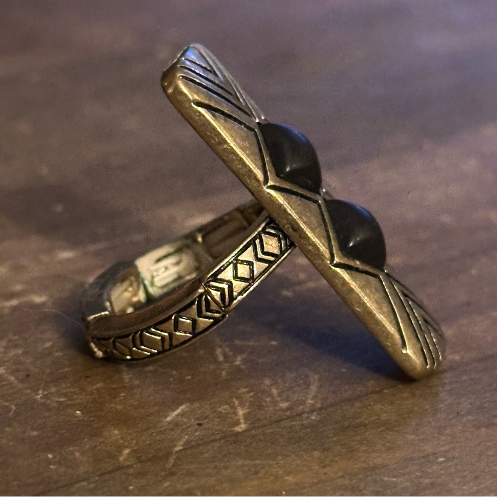 Vintage Rectangular Aztec Stretch Ring - image 6